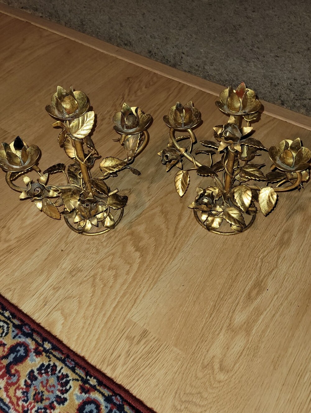 Vintage Italian Toleware Candle Holder Set